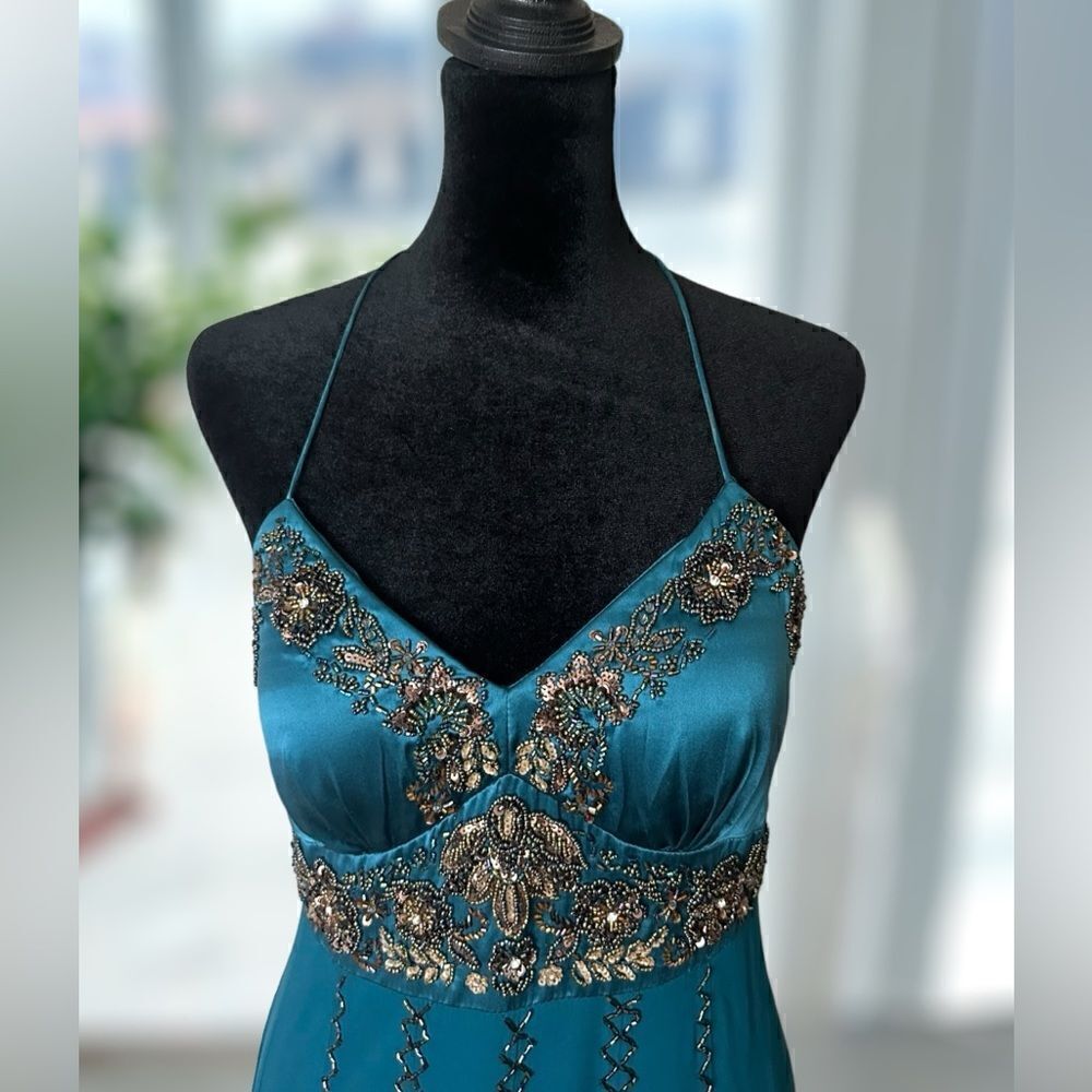 SUE WONG Nocturne Y2K Hand Beaded Midi Slip Dress Silk Woodland Fairy Size 6 - Picture 11 of 17